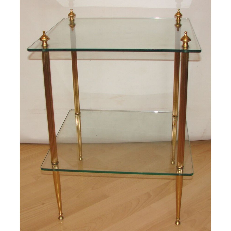 Vintage side table of glass and brass 1970s