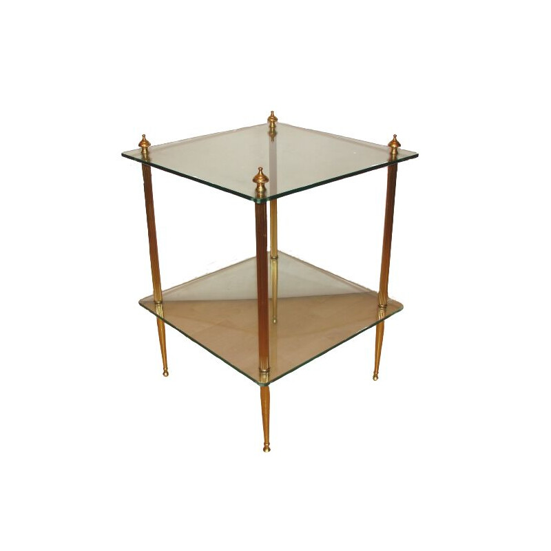 Vintage side table of glass and brass 1970s