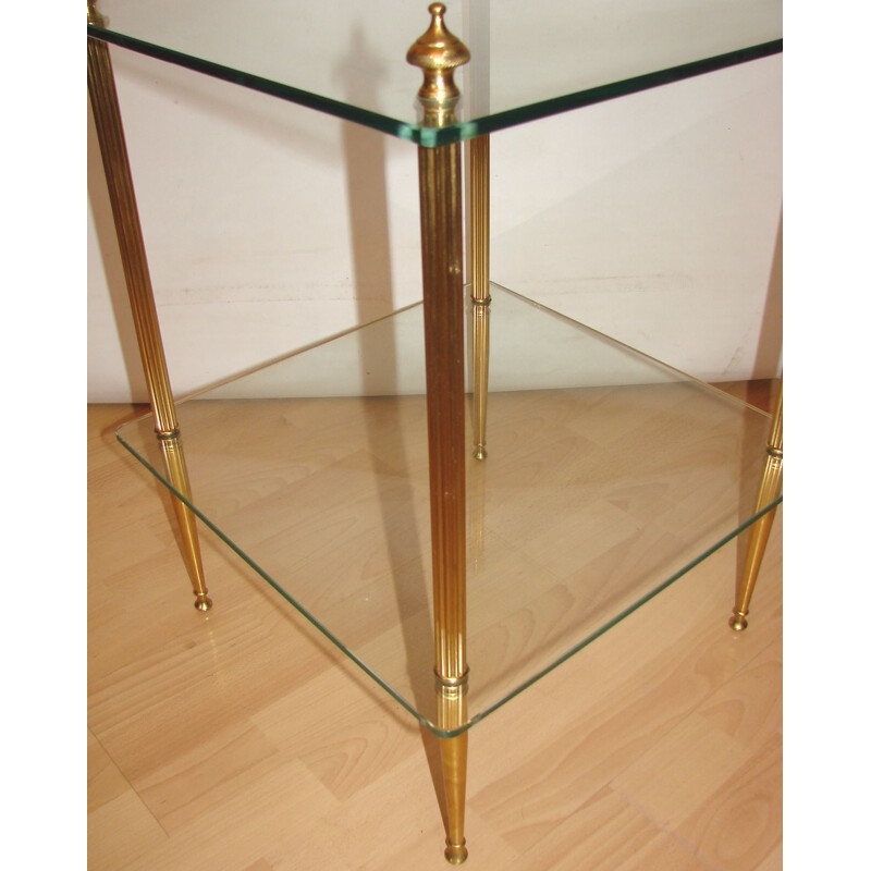 Vintage side table of glass and brass 1970s