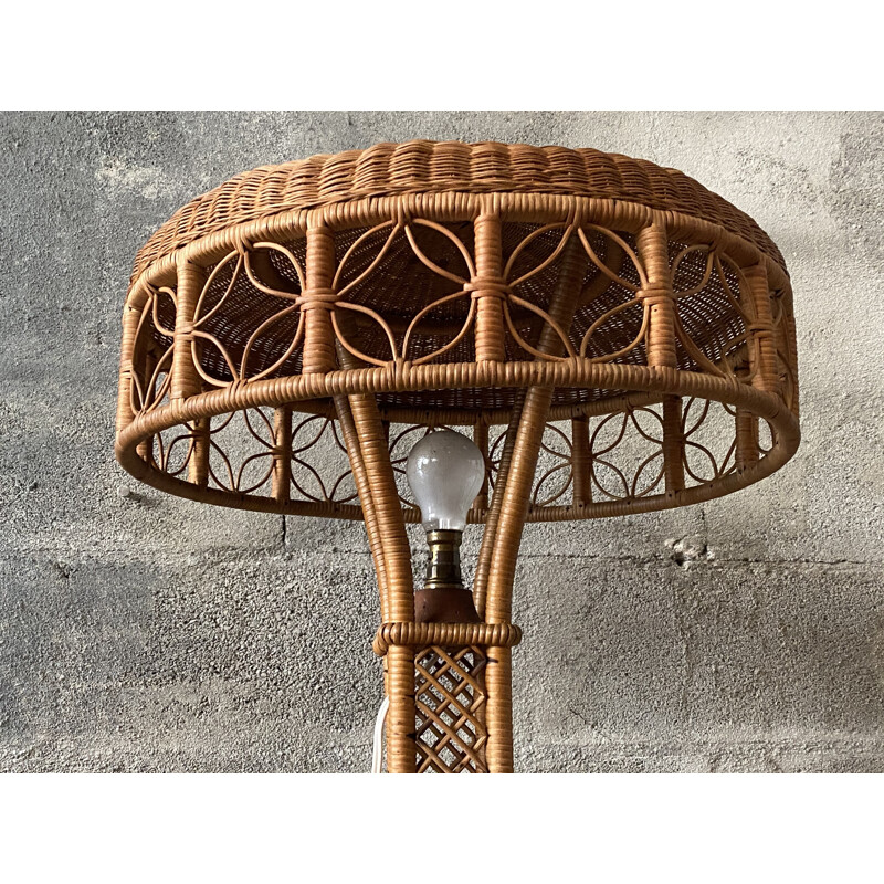 Vintage rattan floor lamp 1950