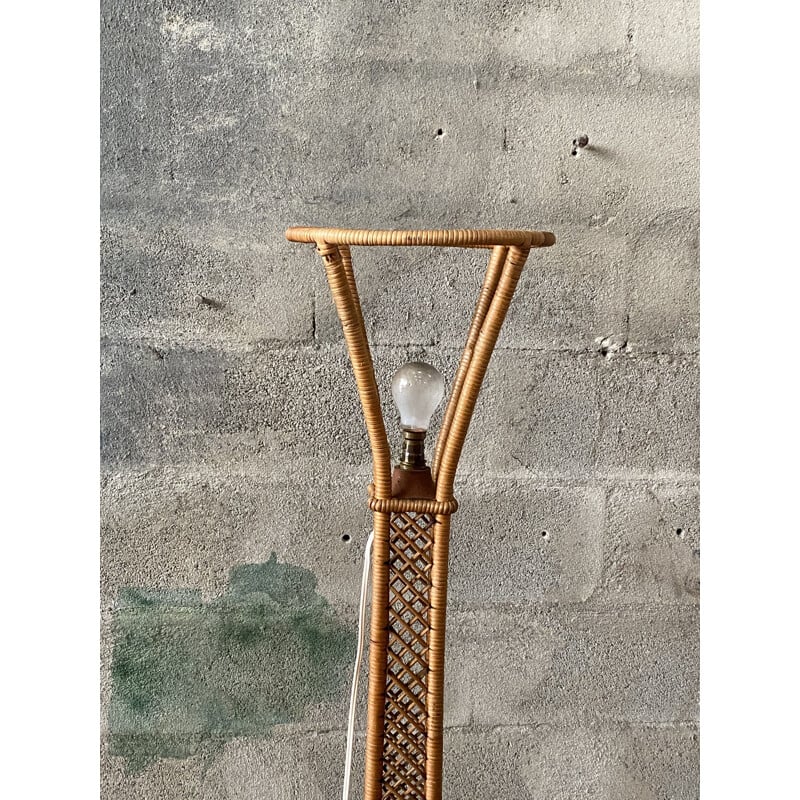 Vintage rattan floor lamp 1950