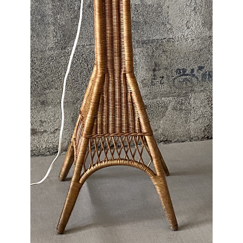 Vintage rattan floor lamp 1950