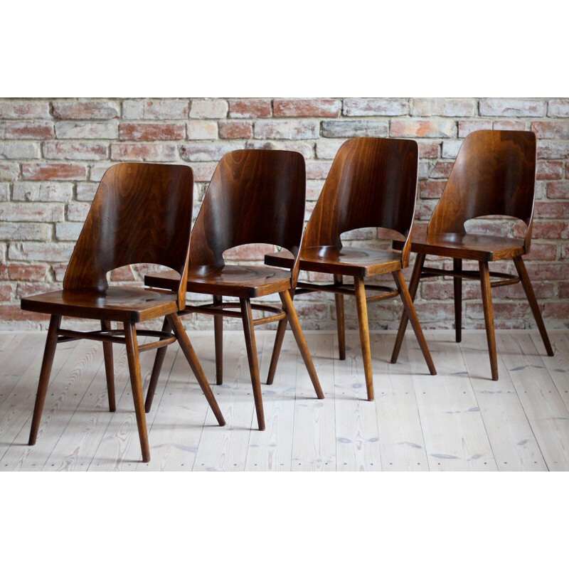 Set of 4 vintage Dining Chairs by Oswald Haerdtl, Beech Veneer