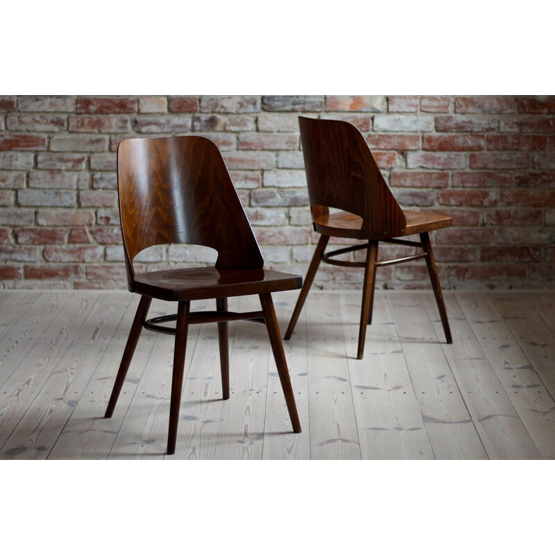 Ensemble de 4 chaises  vintage d'Oswald Haerdtl, en placage de hêtre