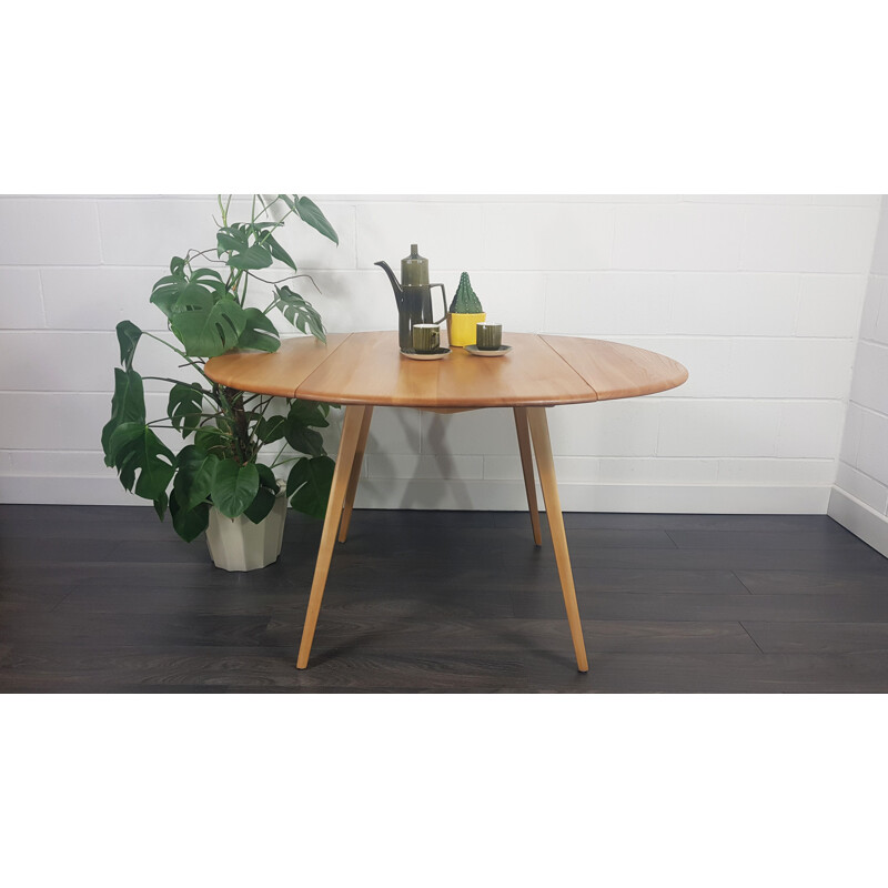 Vintage Round Drop Leaf Dining Table, Ercol 1960s