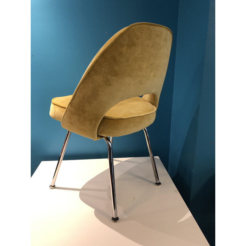 Vintage conference chair by Eero Saarinen in yellow velvet