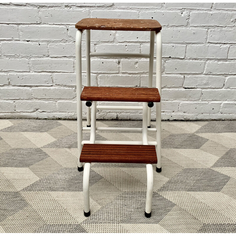 Vintage Folding Step Stool Metal 