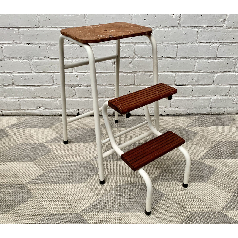 Vintage Folding Step Stool Metal 