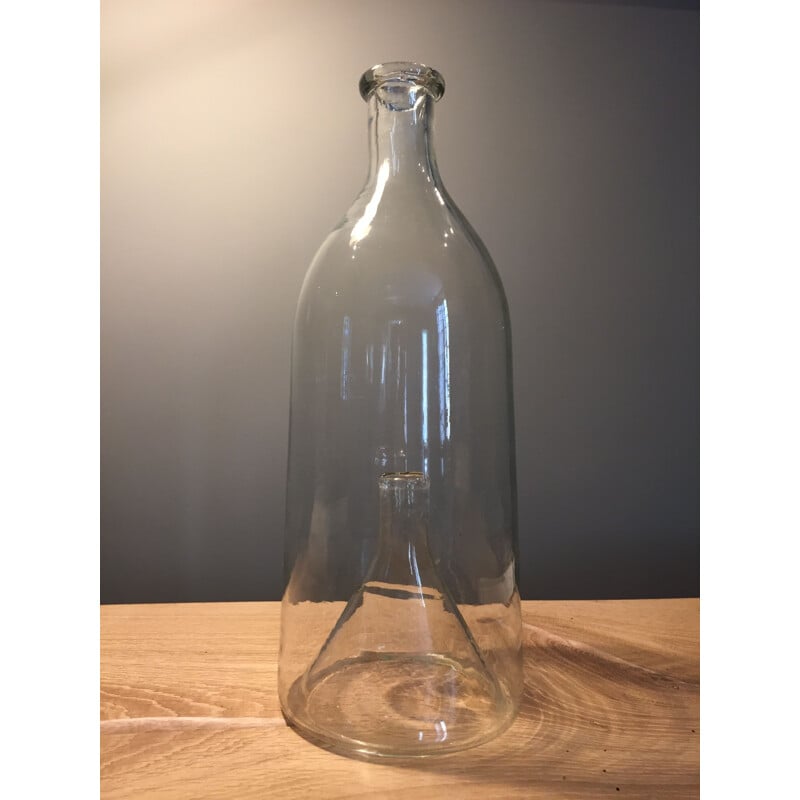 Botella vintage de vidrio soplado "Goujonnière à vairons", Siglo XIX
