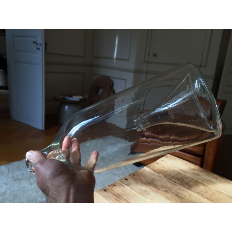 Bouteille vintage en verre soufflé « Goujonnière à vairons », 19ème siècle