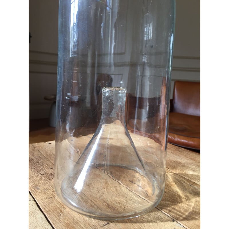 Vintage blown glass bottle "Goujonnière à vairons", 19th century
