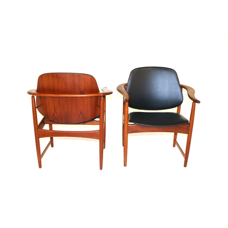 Paar vintage massief teakhouten fauteuils van Arne Hovmand Olsen, Denemarken 1960