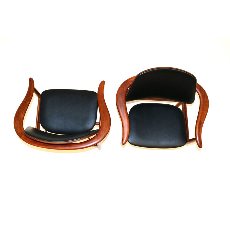 Paar vintage massief teakhouten fauteuils van Arne Hovmand Olsen, Denemarken 1960