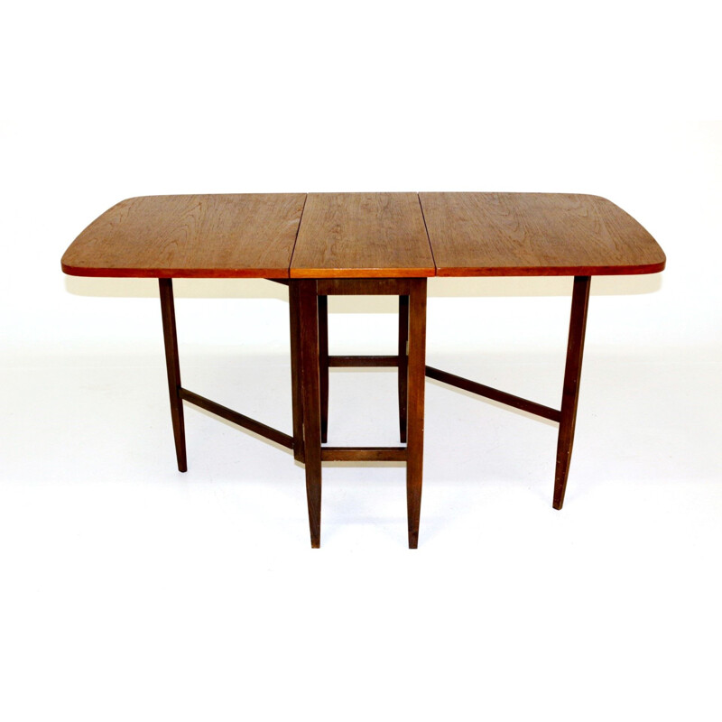 Tavolo da pranzo vintage in teak con foglie, Svezia, 1960