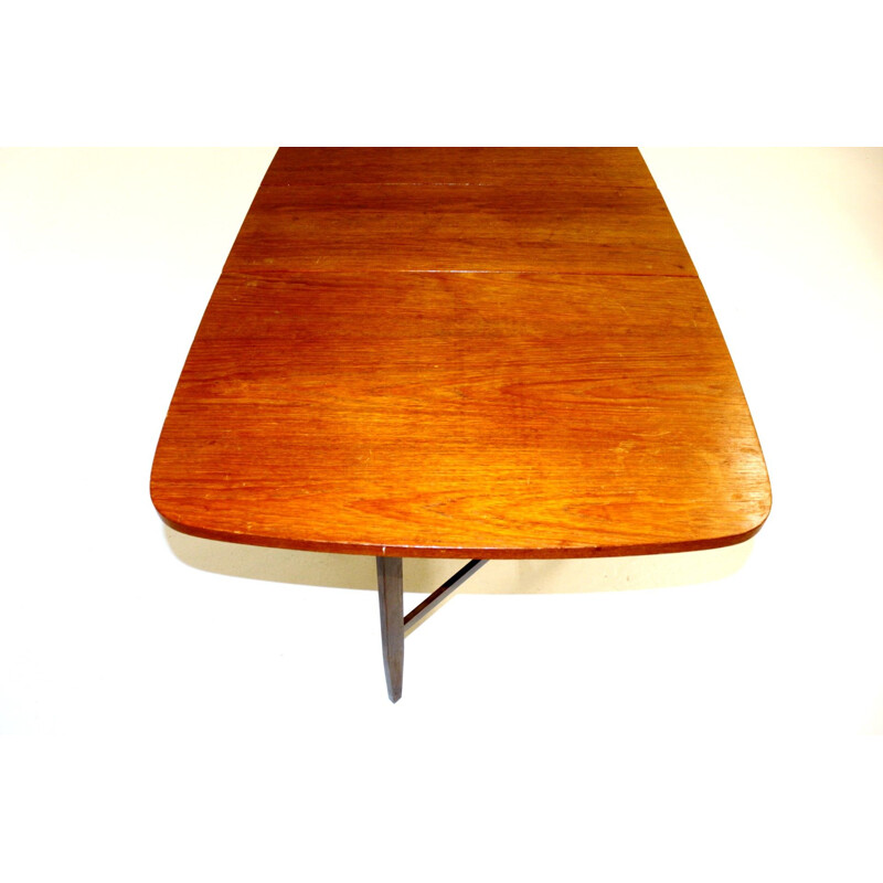 Tavolo da pranzo vintage in teak con foglie, Svezia, 1960