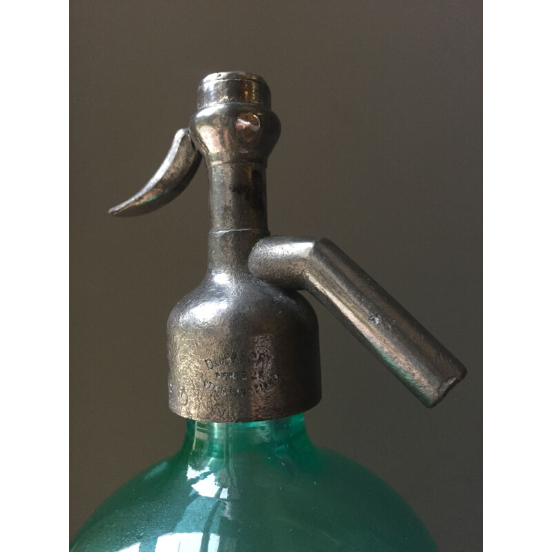 Vintage glass siphon green-blue color Brewery 19th century