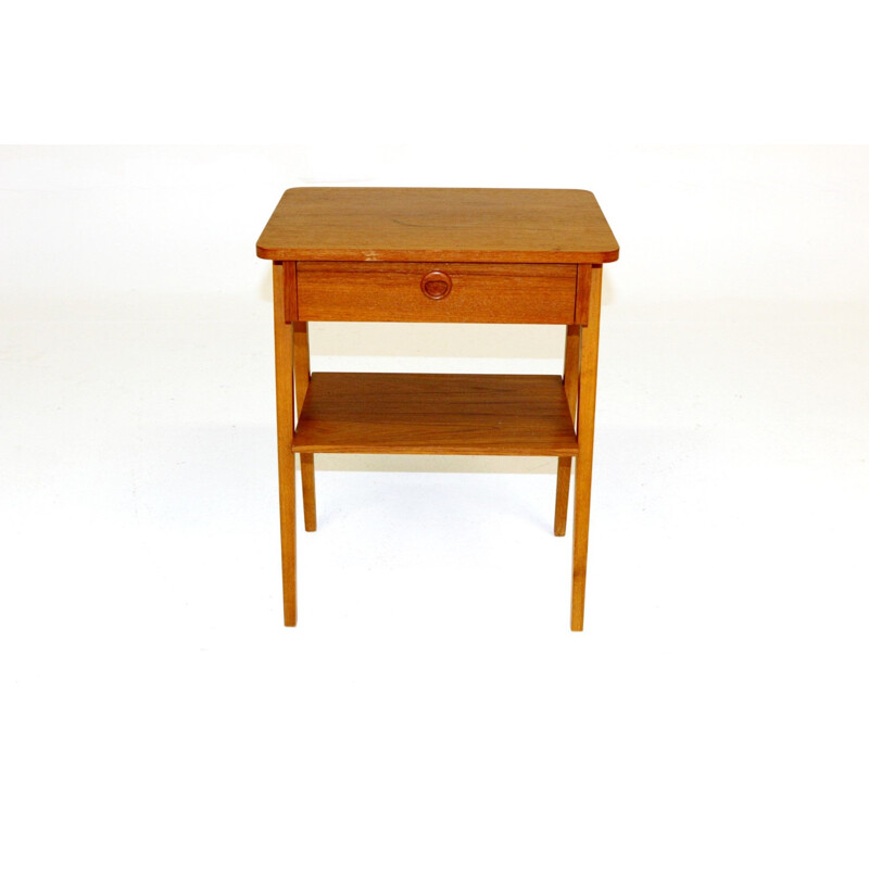 Vintage teak and beech bedside table, Sweden 1960