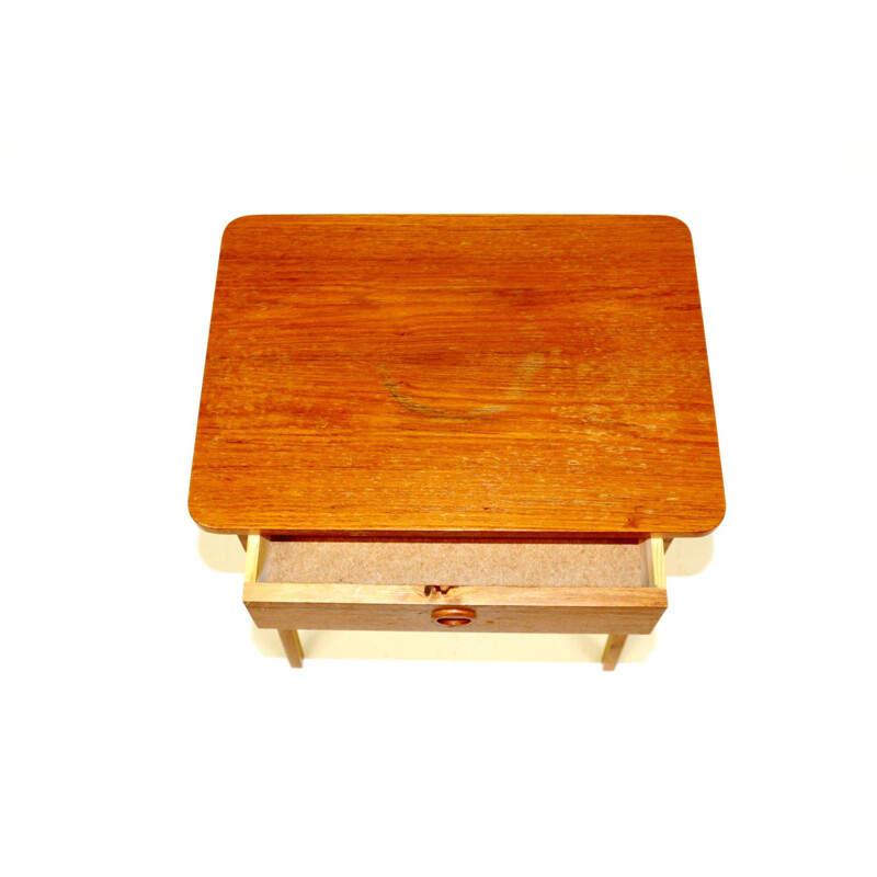 Vintage teak and beech bedside table, Sweden 1960