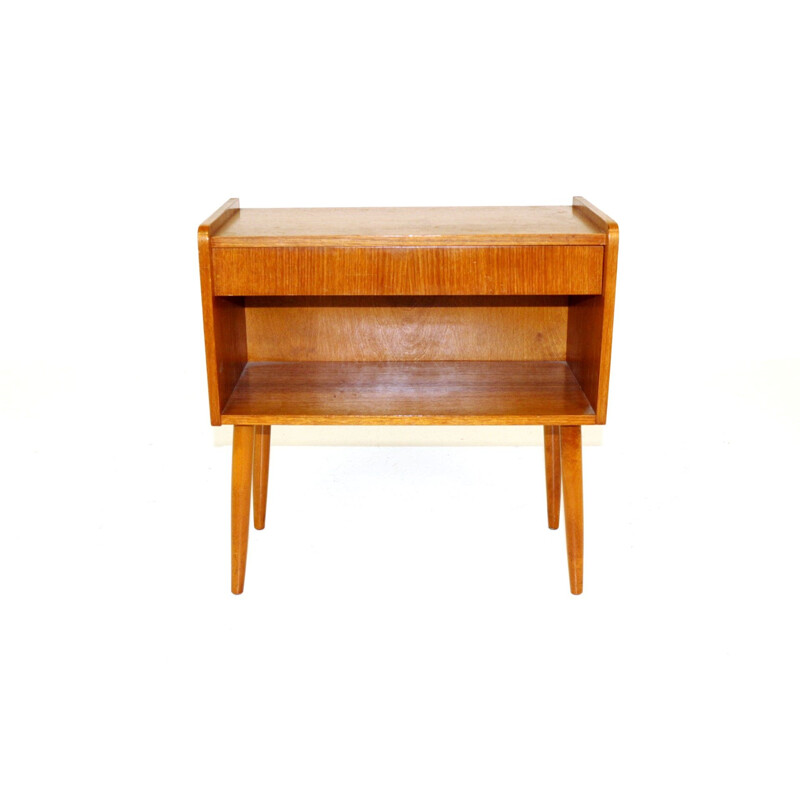 Vintage teak and beech bedside table, Sweden 1960