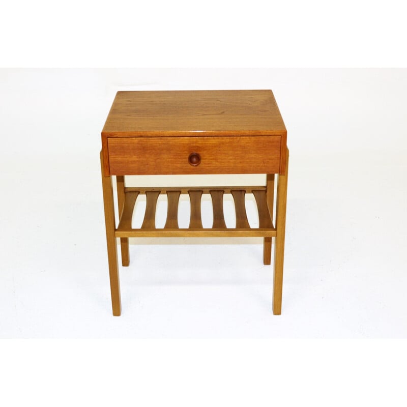 Vintage teak and beech bedside table, Sweden, 1960