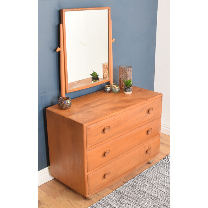 Vintage chest of drawers with mirror by Lucian Ercolani for Ercol 1960