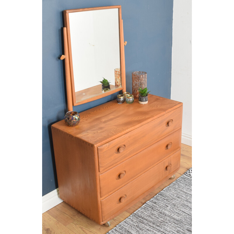 Vintage chest of drawers with mirror by Lucian Ercolani for Ercol 1960