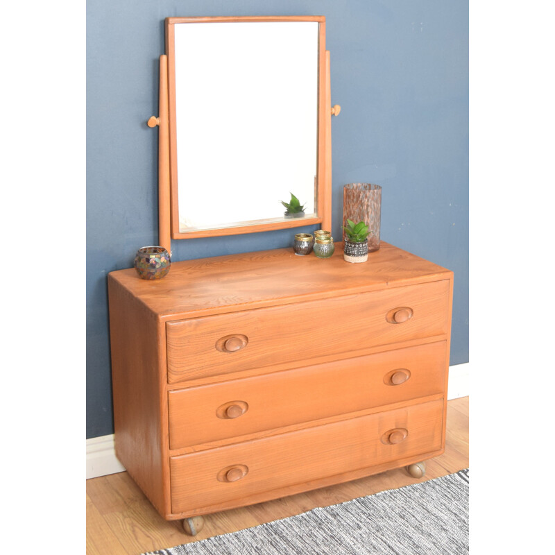 Vintage chest of drawers with mirror by Lucian Ercolani for Ercol 1960