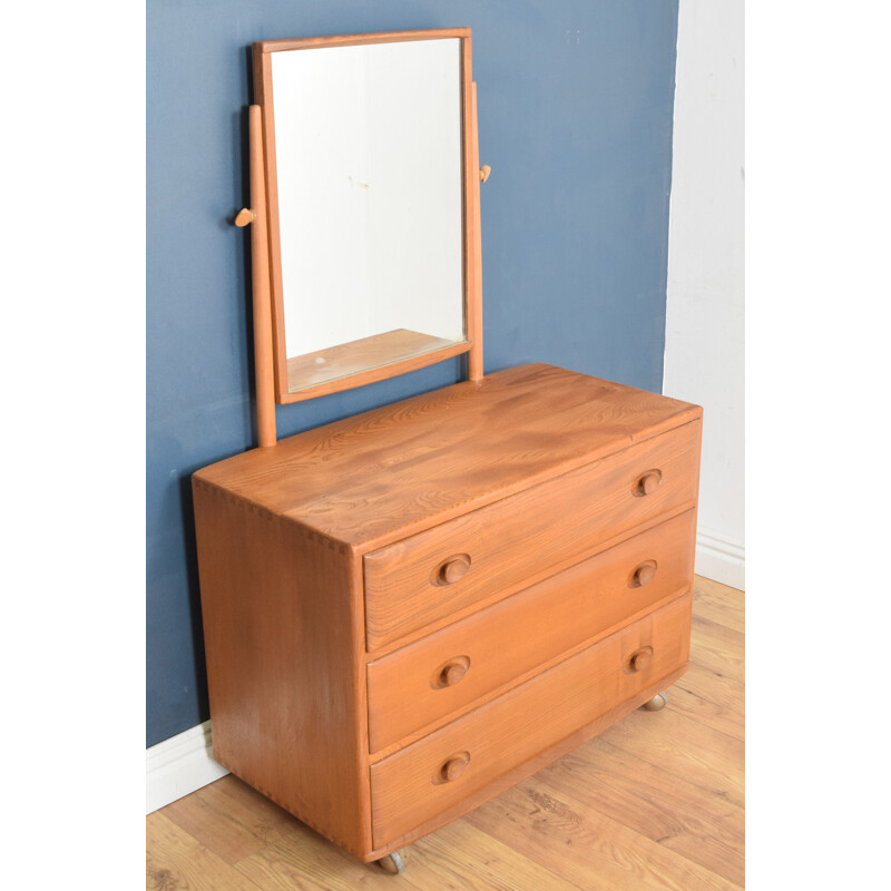 Vintage chest of drawers with mirror by Lucian Ercolani for Ercol 1960