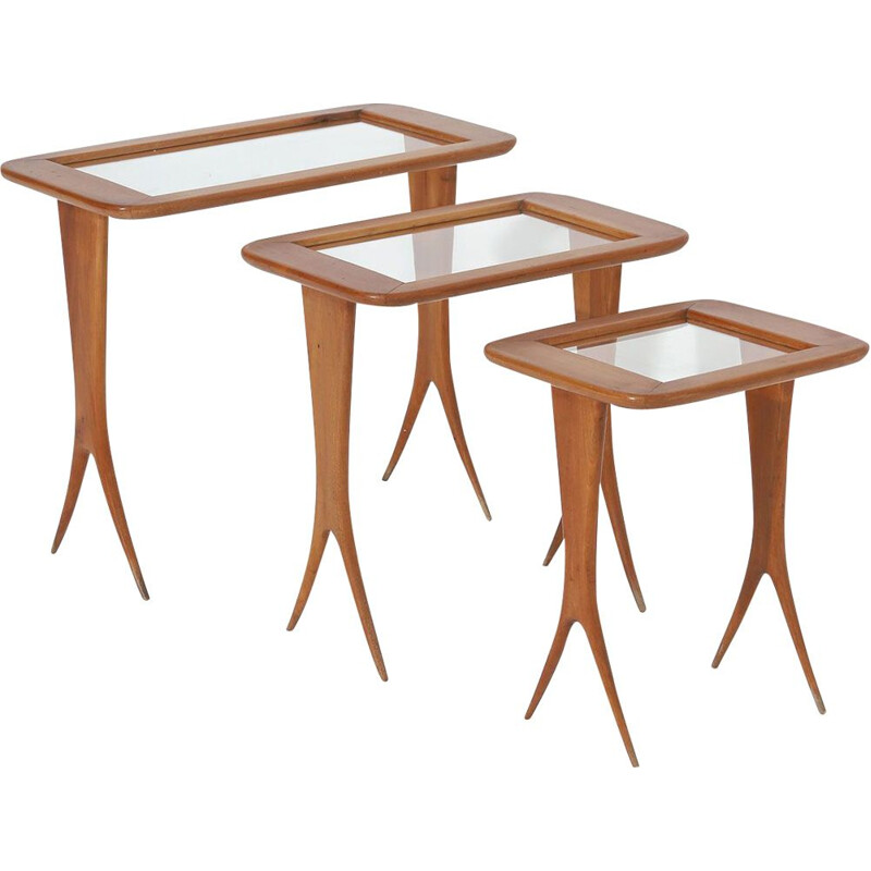 Set of 3 vintage decorative nesting tables 1950s