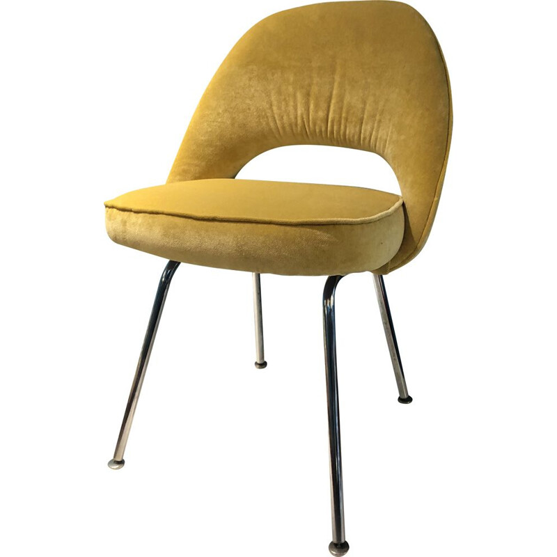 Vintage conference chair by Eero Saarinen in yellow velvet