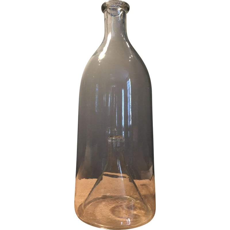 Bouteille vintage en verre soufflé « Goujonnière à vairons », 19ème siècle