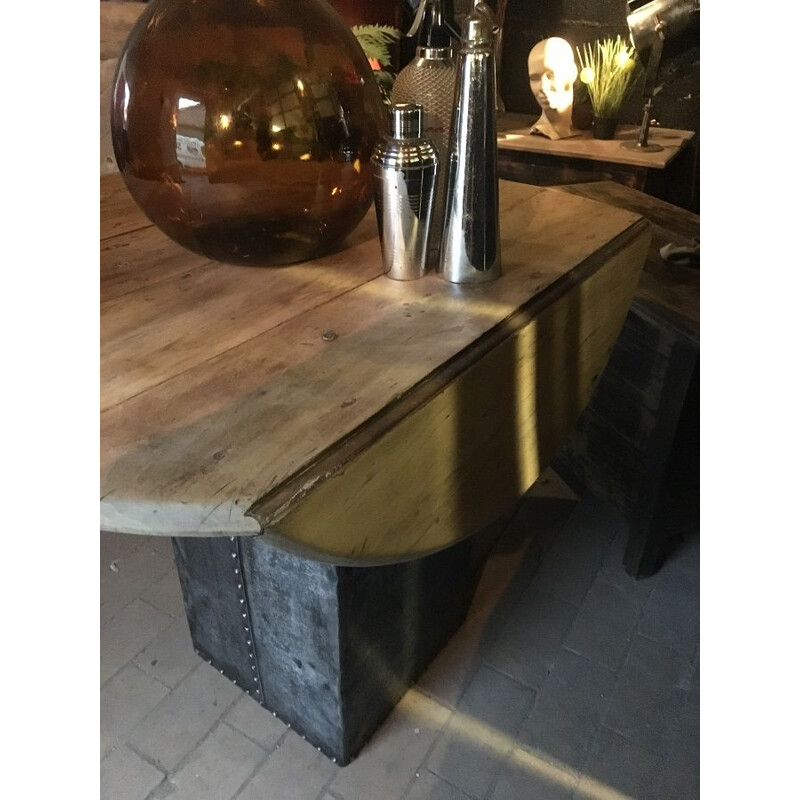 Table vintage mange debout industrielle en métal et bois