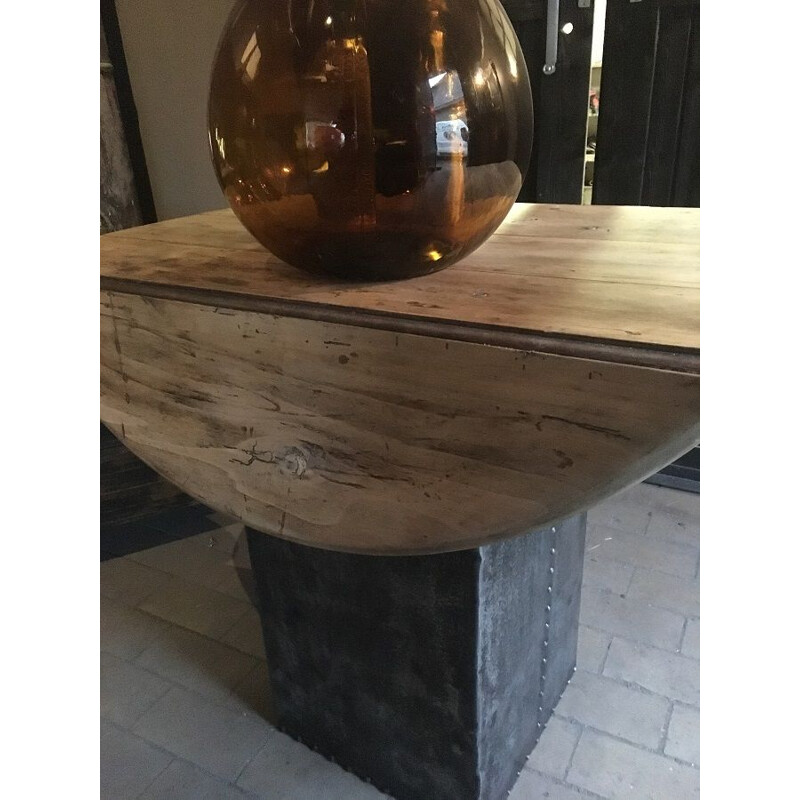 Table vintage mange debout industrielle en métal et bois