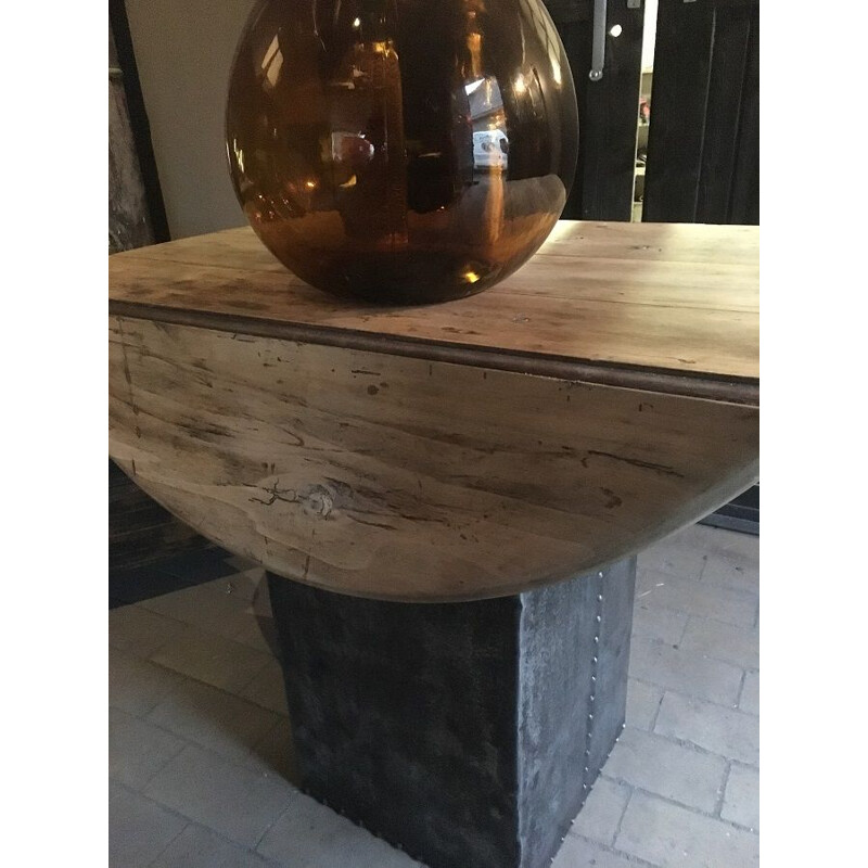 Vintage metal and wood industrial standing eating table