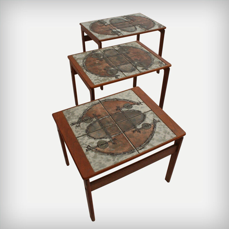 Set of 3 Danish teak nesting tables, OX-ART - 1976