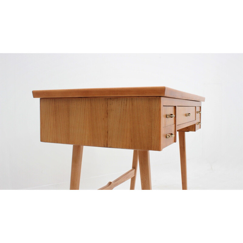 Vintage oak dressing table with mirror 1950