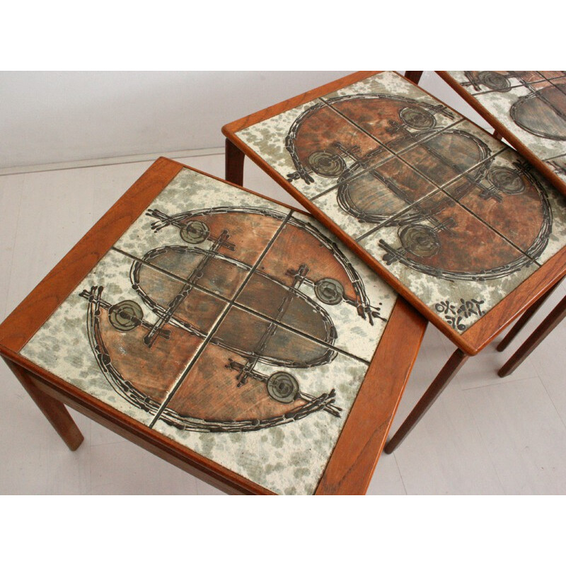 Set of 3 Danish teak nesting tables, OX-ART - 1976