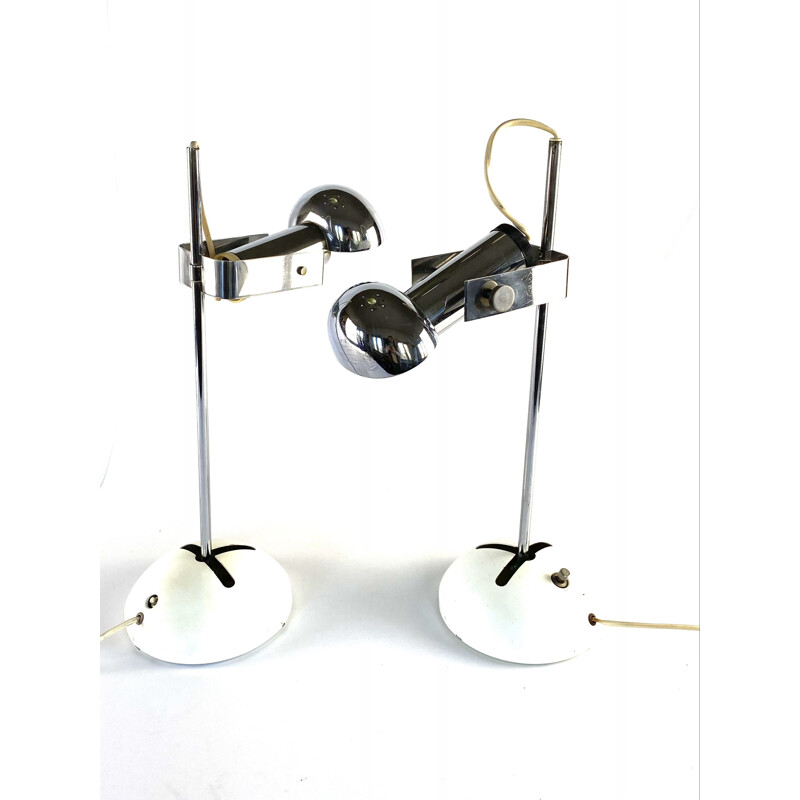 Pair of vintage T395 lamps by Robert Sonneman by Luci Cinisello Milano, 1972