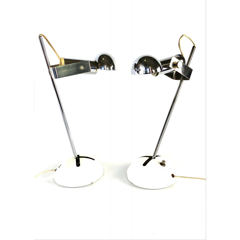 Pair of vintage T395 lamps by Robert Sonneman by Luci Cinisello Milano, 1972