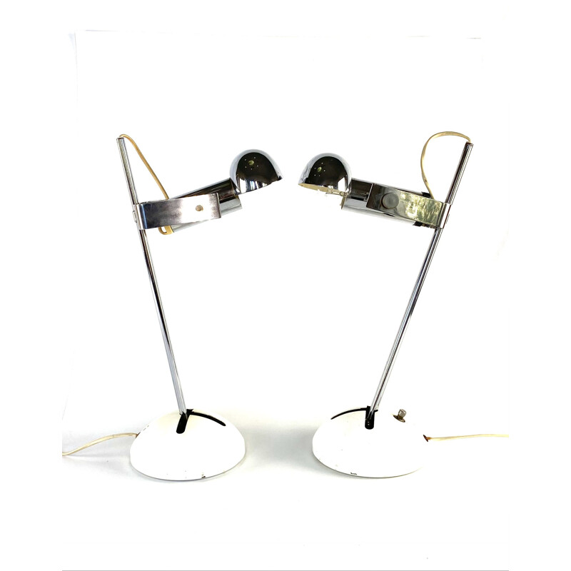 Pair of vintage T395 lamps by Robert Sonneman by Luci Cinisello Milano, 1972