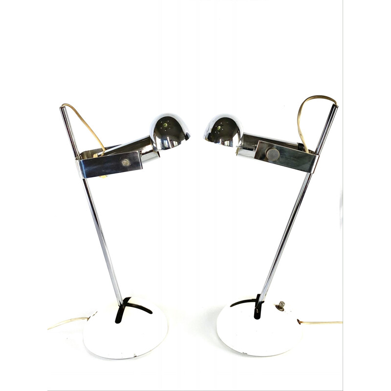 Pair of vintage T395 lamps by Robert Sonneman by Luci Cinisello Milano, 1972