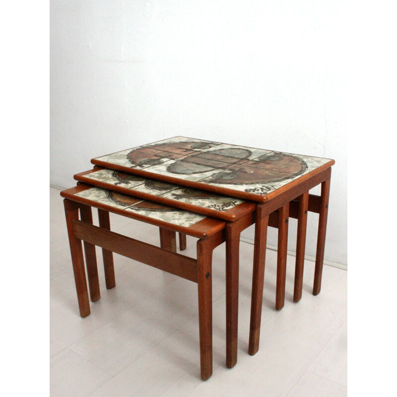 Set of 3 Danish teak nesting tables, OX-ART - 1976