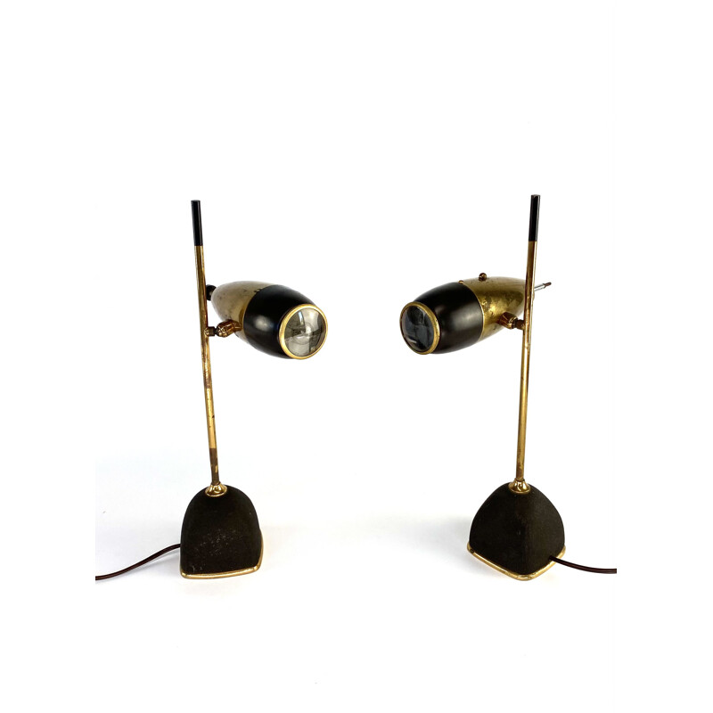 Pair of vintage lamp mod. 577 by Oscar Torlasco, Lumi Milan, Italy 1960