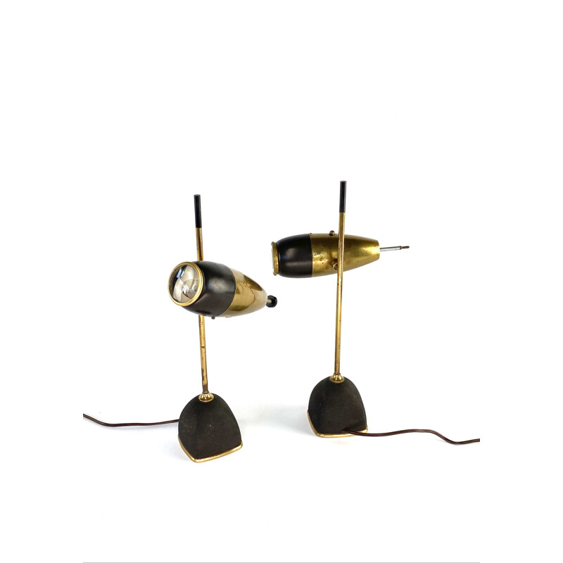 Pair of vintage lamp mod. 577 by Oscar Torlasco, Lumi Milan, Italy 1960