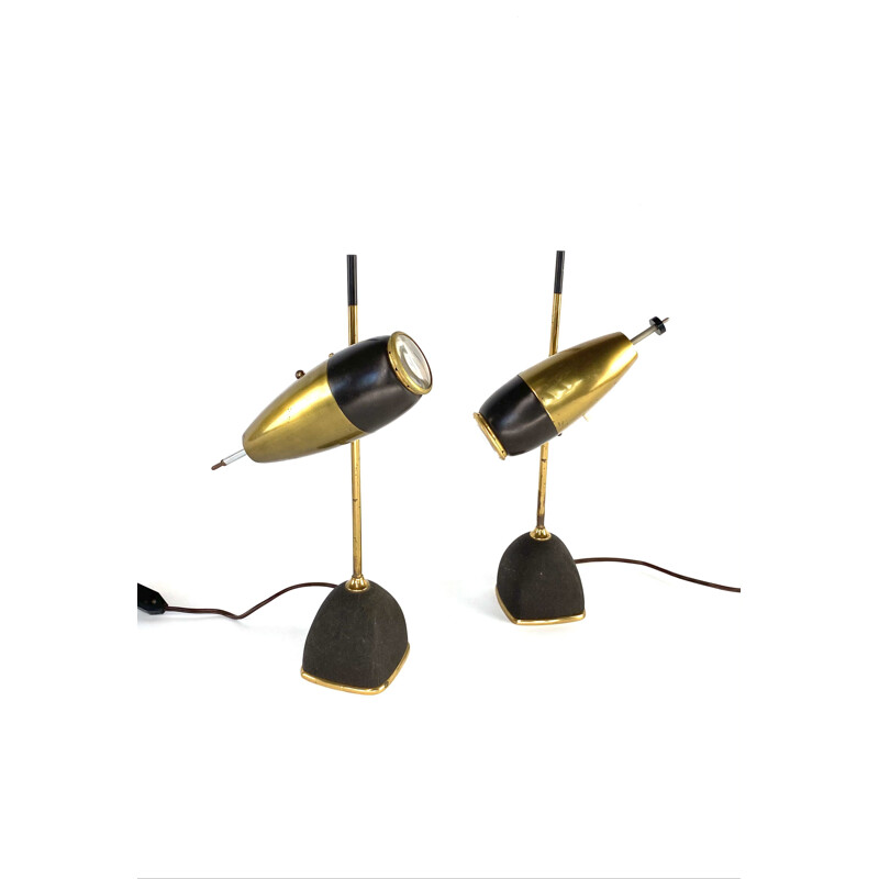 Pair of vintage lamp mod. 577 by Oscar Torlasco, Lumi Milan, Italy 1960