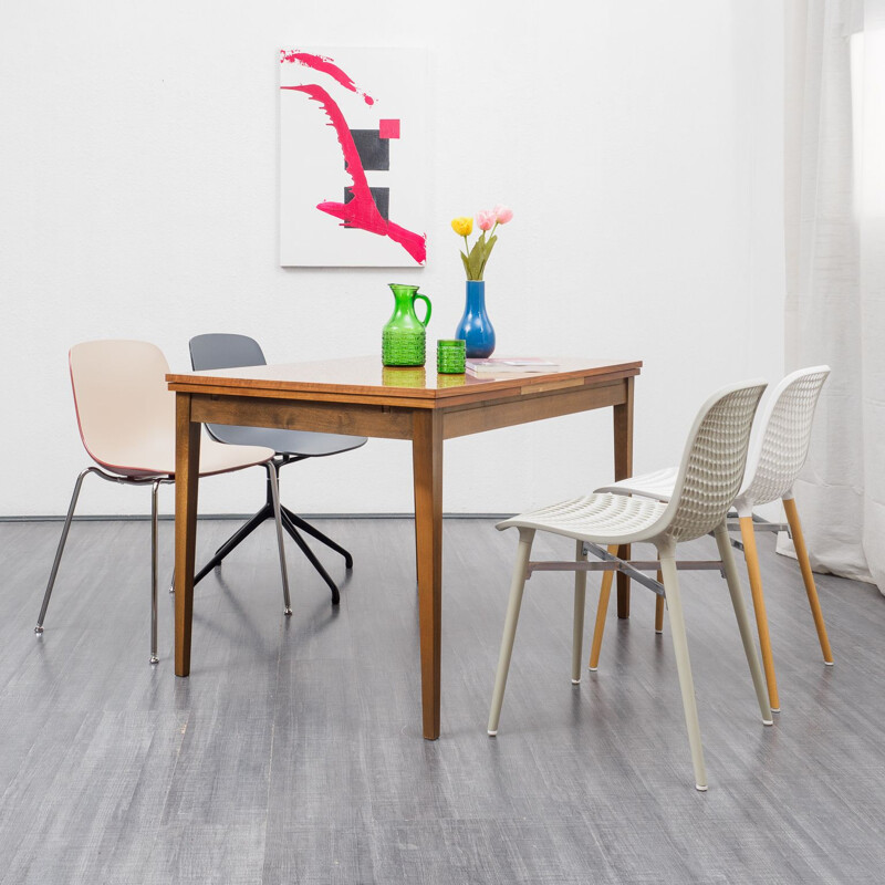 Vintage walnut extensible dining table 1960