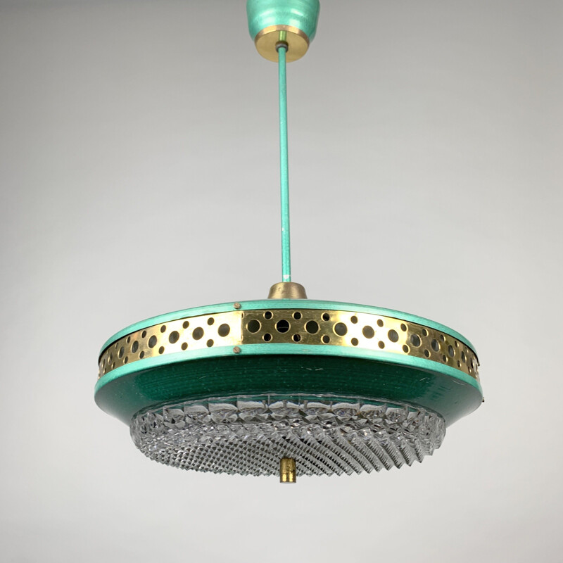 Vintage Space Age metal pendant lamp from Ludib Bratislava, Czechoslovakia 1960