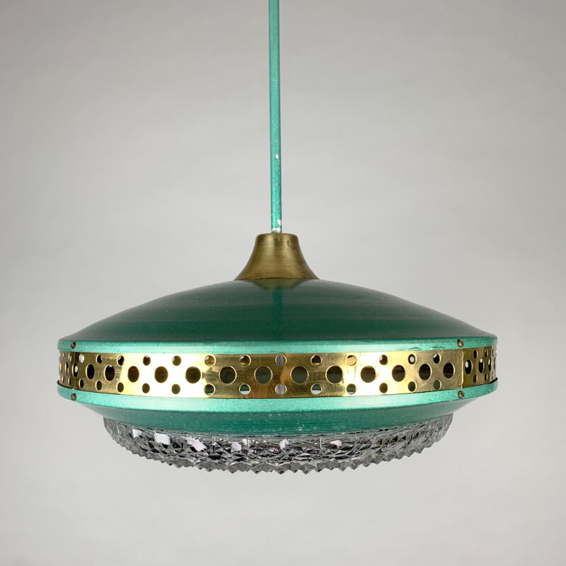 Vintage Space Age metal pendant lamp from Ludib Bratislava, Czechoslovakia 1960