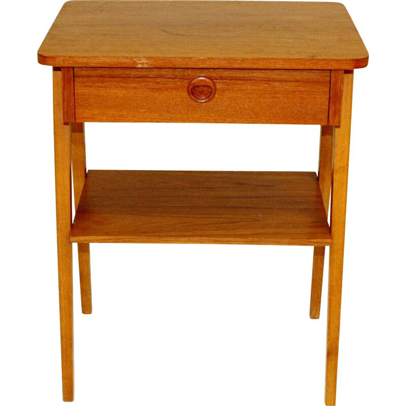 Vintage teak and beech bedside table, Sweden 1960