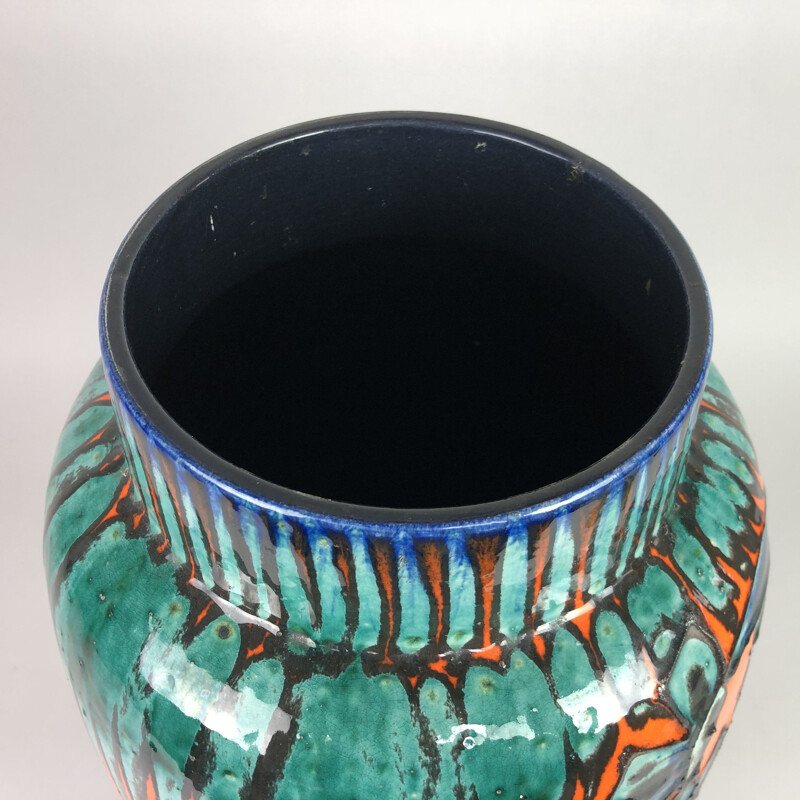 Grand vase de sol vintage en poterie par Scheurich Keramik, Allemagne 1970